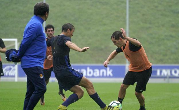 Eusebio, en el entrenamiento de este lunes en Zubieta/lobo Altuna