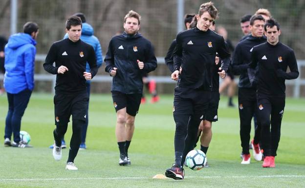 Imagen correspondiente a un reciente entrenamiento de la Real Sociedad en Zubieta. /REAL SOCIEDAD