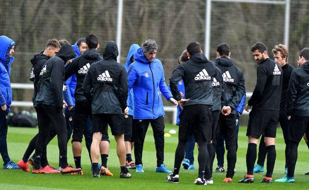 Entrenamiento de la Real Sociedad del pasado sábado. /José María López