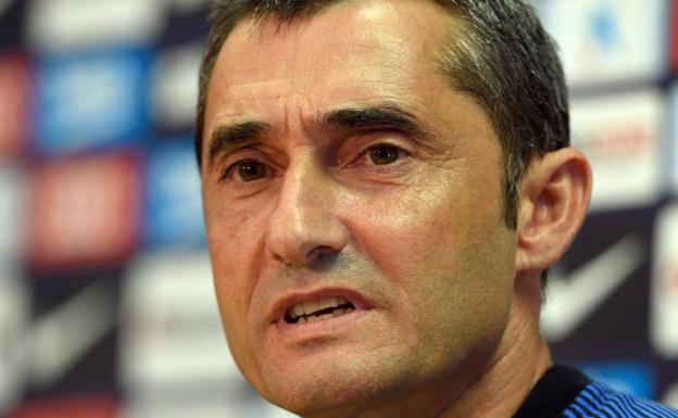 Ernesto Valverde, entrenador del Barça, durante su comparecencia de prensa de este lunes.