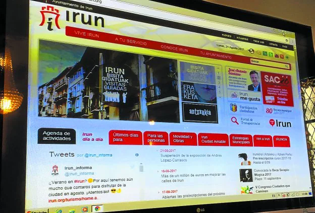 Online. Página de inicio de la web del Ayuntamiento de Irun, que va a ser renovada.