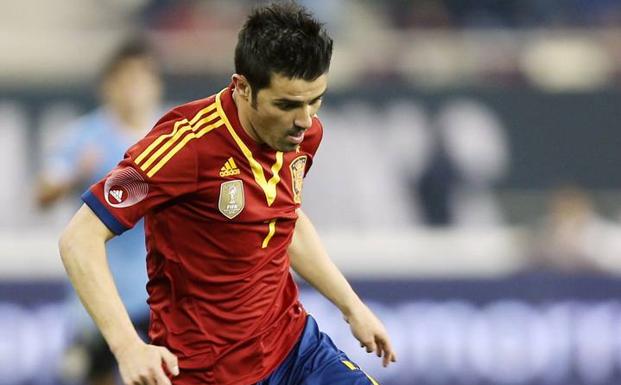 David Villa, en un partido con la selección.