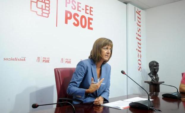Idoia Mendia, durante la rueda de prensa ofrecida este jueves.