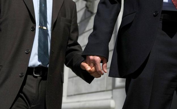 Una pareja gay camina agarrada de la mano. /Justin Sullivan (AFP)