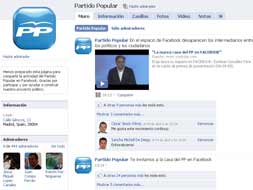Pantallazo del nuevo sitio del Partido Popular en la red social./ RC/
