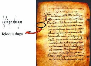Glosa de San Millán de la Cogolla con la frase en euskera./