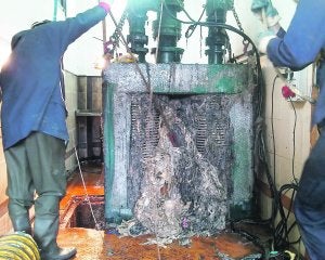 Trituradora inglesa. La maquinaria adquirida especialmente para evitar la obturación de los filtros tampoco resultó eficaz./