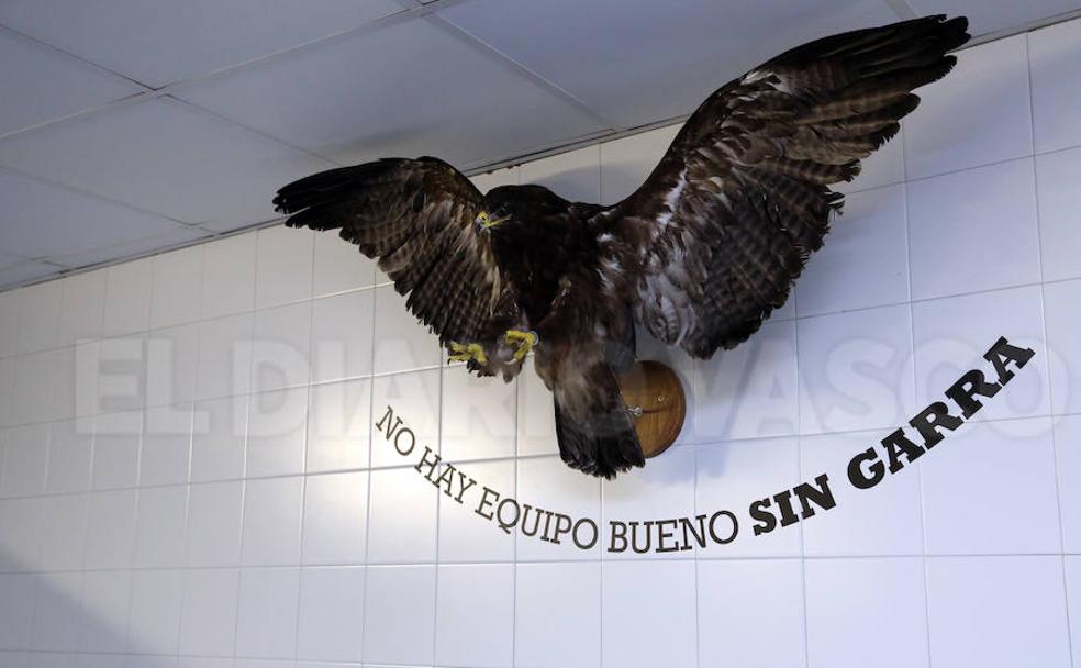 El águila preside el vestuario de la Real Sociedad en Anoeta. /Mikel Fraile