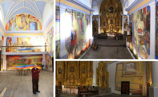 Xabier Egaña concluye sus murales en Antezana, con «pinturas que hacen pensar»