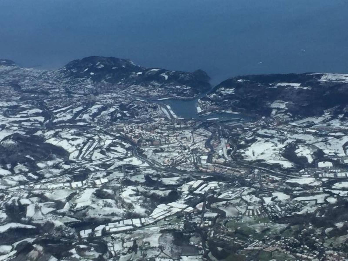 La nevada en Gipuzkoa vista desde el aire