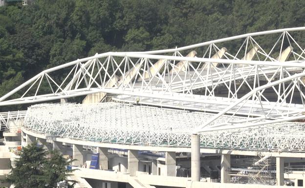 Montada la estructura de la cubierta del nuevo Anoeta