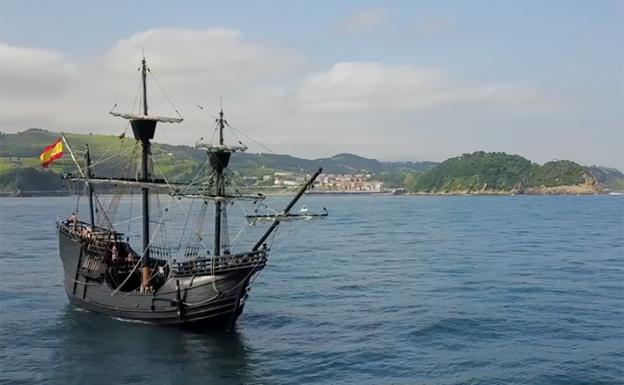 Elcano llega a Getaria en su nao victoria