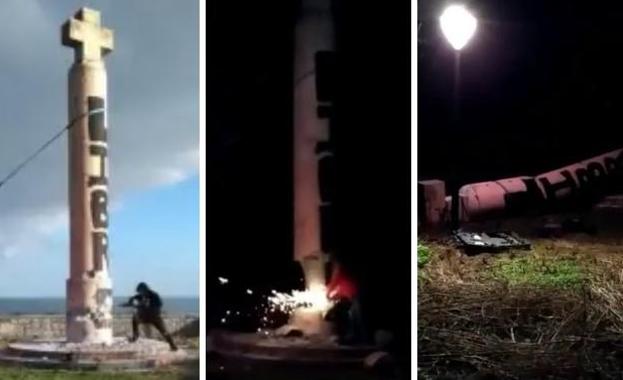 Desconocidos derriban por la fuerza en Ondarroa un monumento franquista