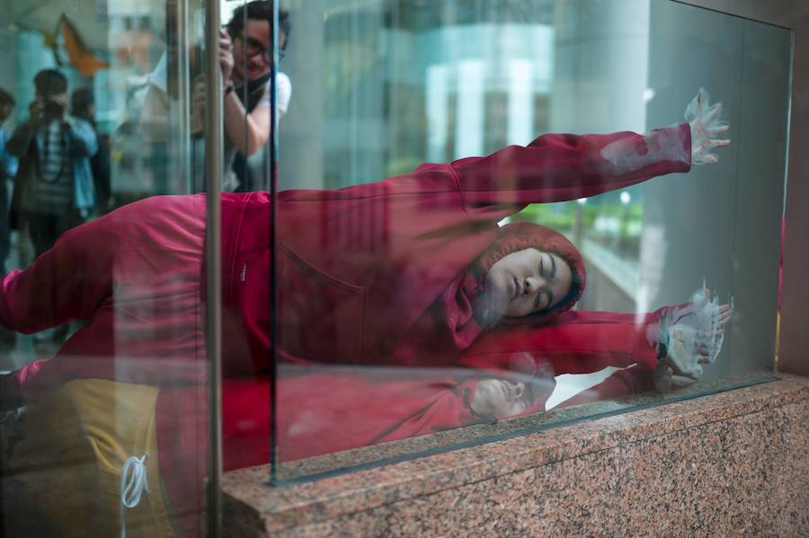 Exposición de esculturas humanas en Hong Kong