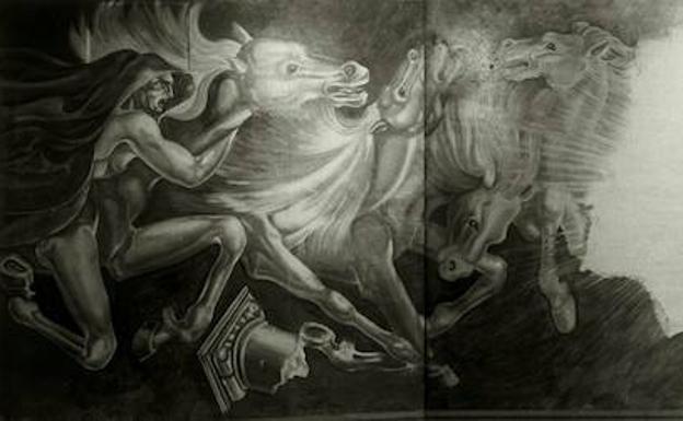 Un mural franquista escondido en el sótano