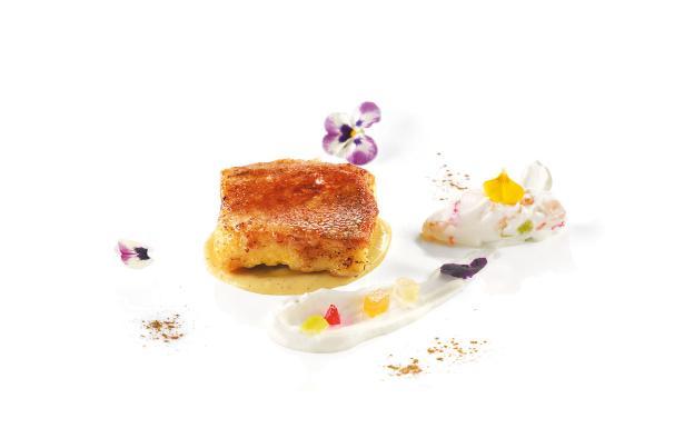 Torrija caramelizada con crema de almendra de Martín Berasategui