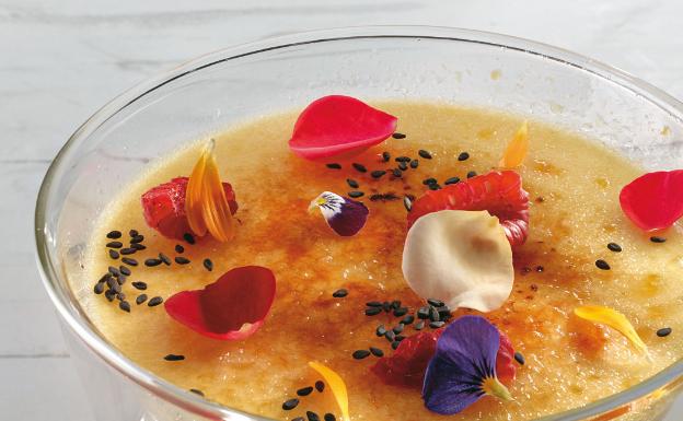 Receta de crema acaramelada de chocolate blanco de Martín Berasategui