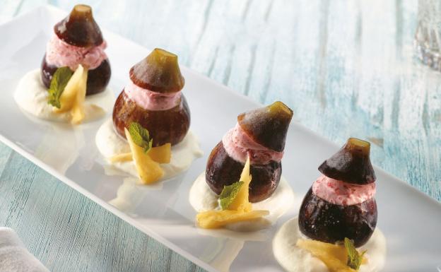 Receta de higos rellenos fáciles con leche merengada de Martín Berasategui