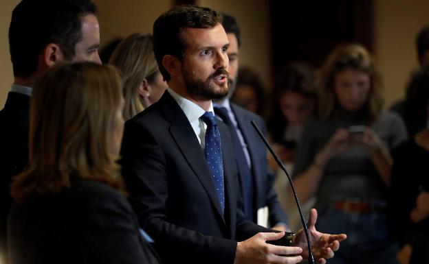 Casado rechaza pronunciarse sobre si el PP pactará la entrada de Vox en la Mesa del Congreso