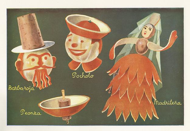 Example of crafts made with oranges and potatoes.