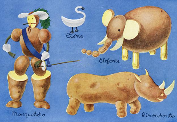 Example of crafts made with potato and garlic.