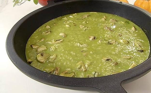 Receta de risotto de champis con pesto de rúcula de David de Jorge