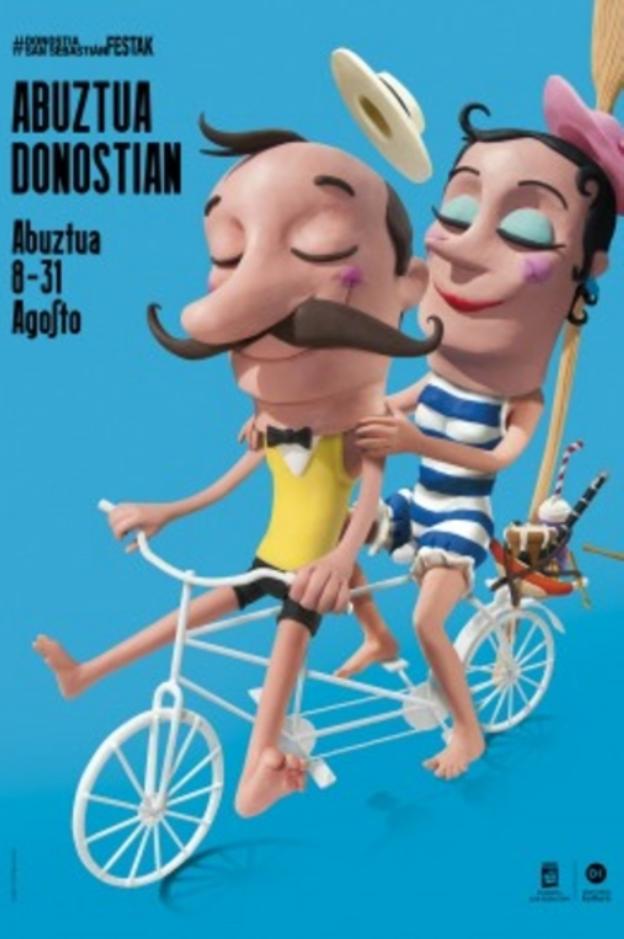 Cabezudos de plastilina y 'de vacaciones' para ilustrar el cartel de Abuztua Donostian
