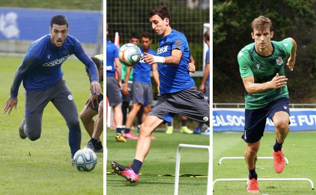 Mikel Oyarzabal, Mikel Merino y Diego Llorente, con la selección absoluta