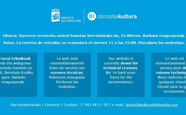 Donostia Kultura restablece hoy su web para reservar entradas para ver a Olentzero