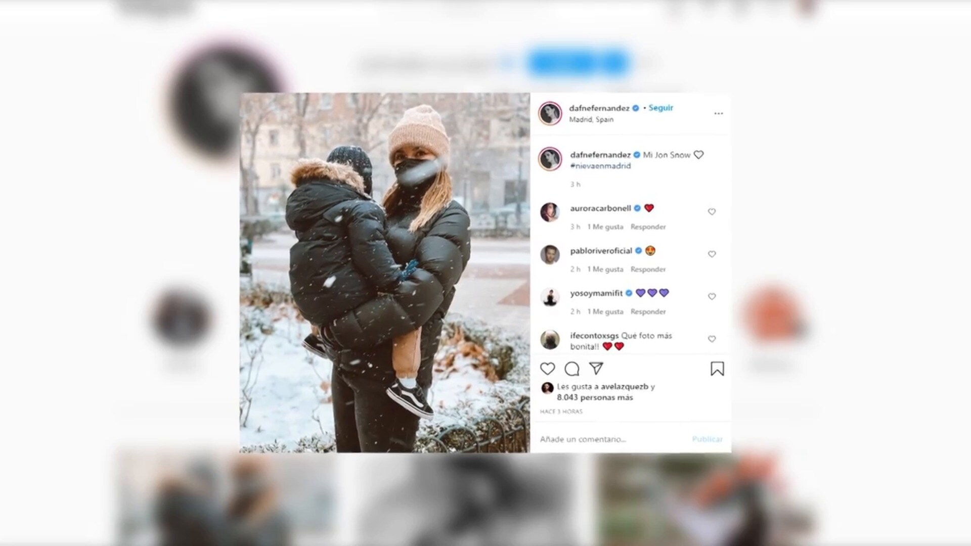 Dafne Fernández comparte la fotografía más tierna con su hijo Jon en la  nieve