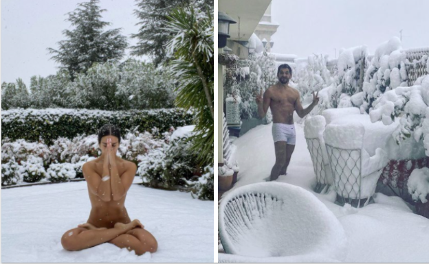 Famosos desafían al frío y posan sin ropa en la nieve