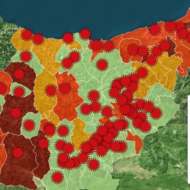 Siete municipios guipuzoanos siguen aún en zona roja por Covid-19