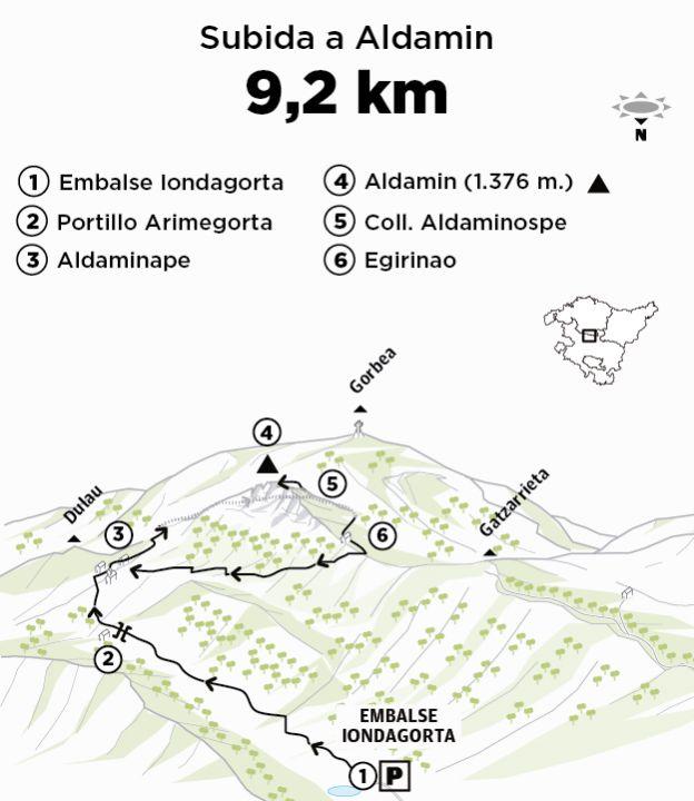 Monte Aldamin (1.373 m.) desde el embalse de Iondagorta