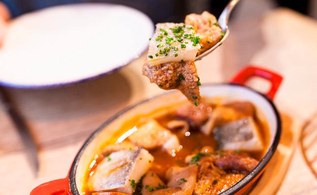 Callos y morros de ternera con bacalao