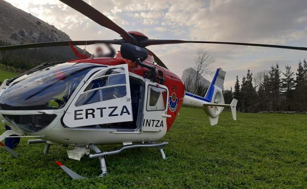 Sufre un corte en una pierna con una motosierra en un bosque de Alegia