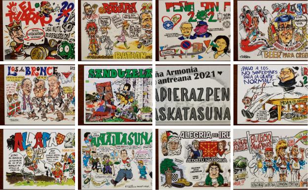 Las pancartas de las peñas de Pamplona para los segundos 'no Sanfermines'