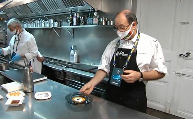 Receta de erizo y txangurro con crema de calabaza