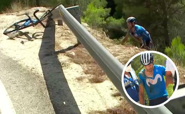 La caída y la retirada de Valverde apagan la Vuelta en el mejor momento