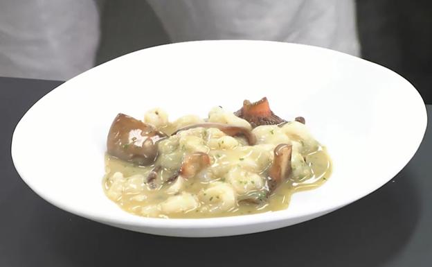 Receta de tripa de bacalao y setas de Rafa Peña