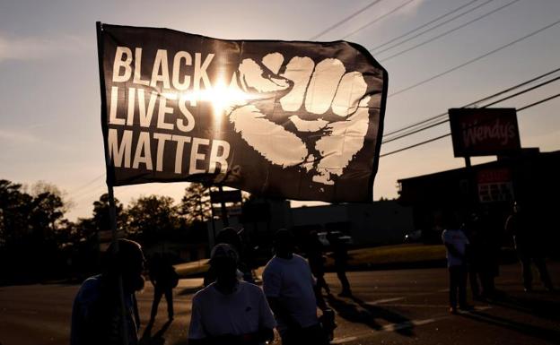 March of protesters «Black lives matter» 