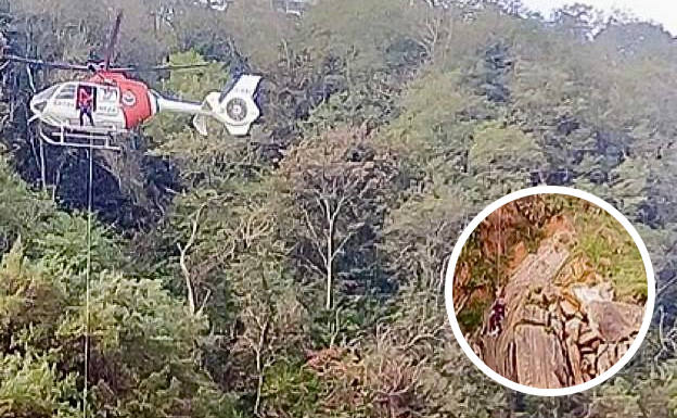 Un joven de 25 años, rescatado en helicóptero de las rocas del Peine del Viento