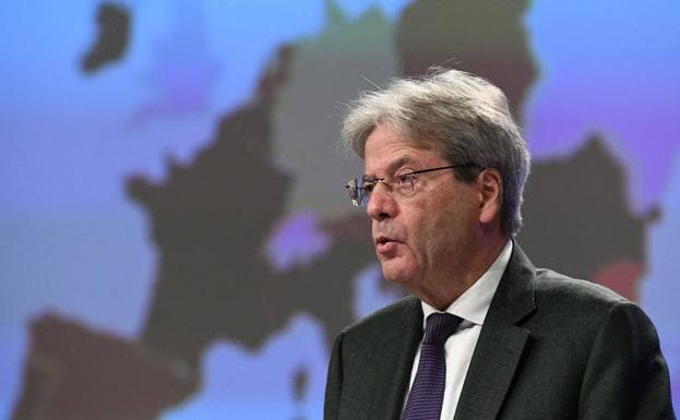 Paolo Gentiloni, European Minister of Economy, during his speech in Brussels.