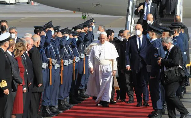 The Pope, on his arrival in Athens.