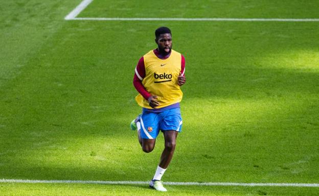 Samuel Umtiti, during a training session. 