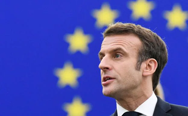 French President Emanuelle Macron during his appearance at the European Parliament. 