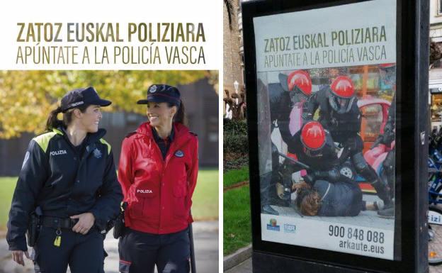 Erne y Esan denuncian el sabotaje de carteles contra la Ertzaintza en San Sebastián