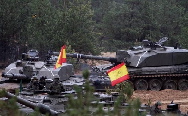 Spanish armored vehicles deployed with NATO in Latvia.