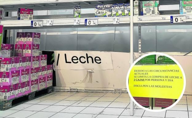 Algunos supermercados de Gipuzkoa comienzan a racionar la compra de leche