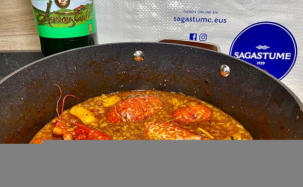 Receta de arroz meloso de bogavante de Sagastume