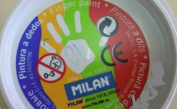 Retiran del mercado una pintura de dedos para niños de la marca Milan